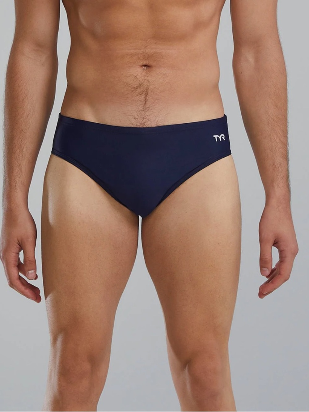TYR Men's TYReco Solid Racer Brief Swimsuit, Navy, Size 34, NWT